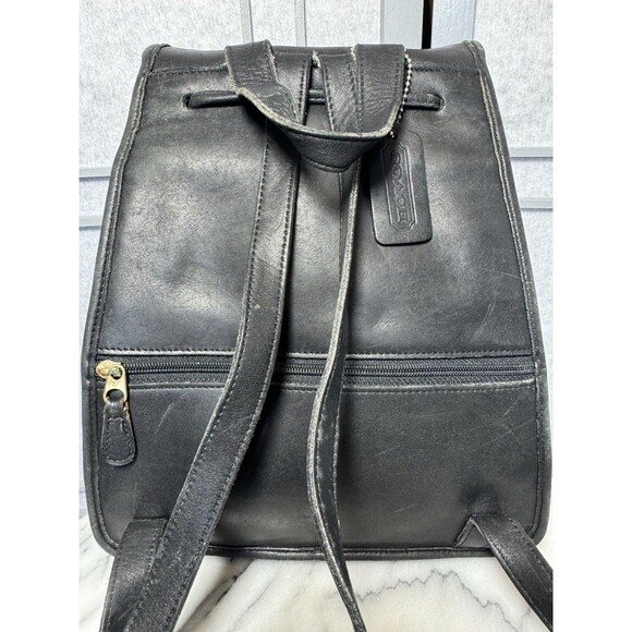 Coach VINTAGE 9791 Black Soft Leather Backpack Daypack Rucksack Drawstring FLAW* - Picture 8 of 14